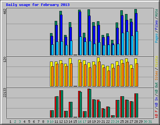 Daily usage for February 2013