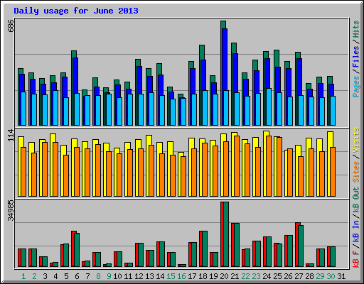Daily usage for June 2013