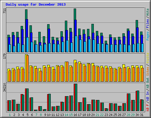 Daily usage for December 2013