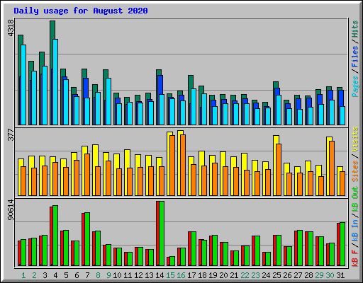 Daily usage for August 2020