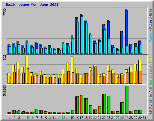 Daily usage for June 2021