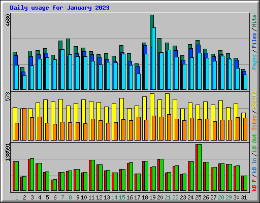 Daily usage for January 2023