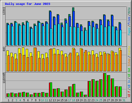 Daily usage for June 2023