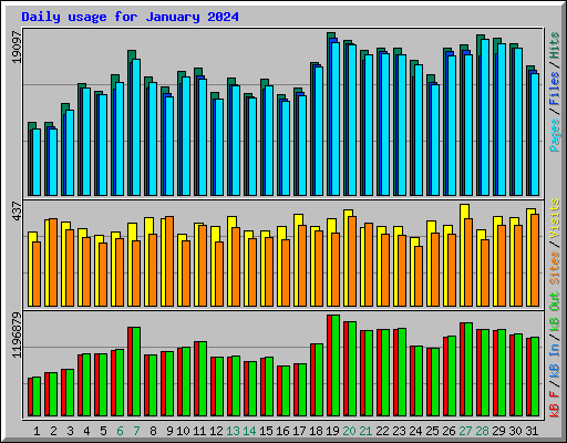 Daily usage for January 2024