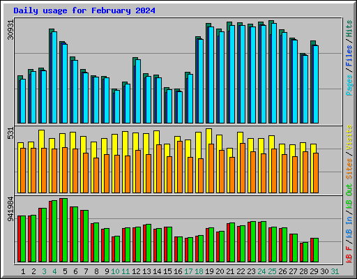 Daily usage for February 2024