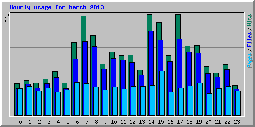 Hourly usage for March 2013